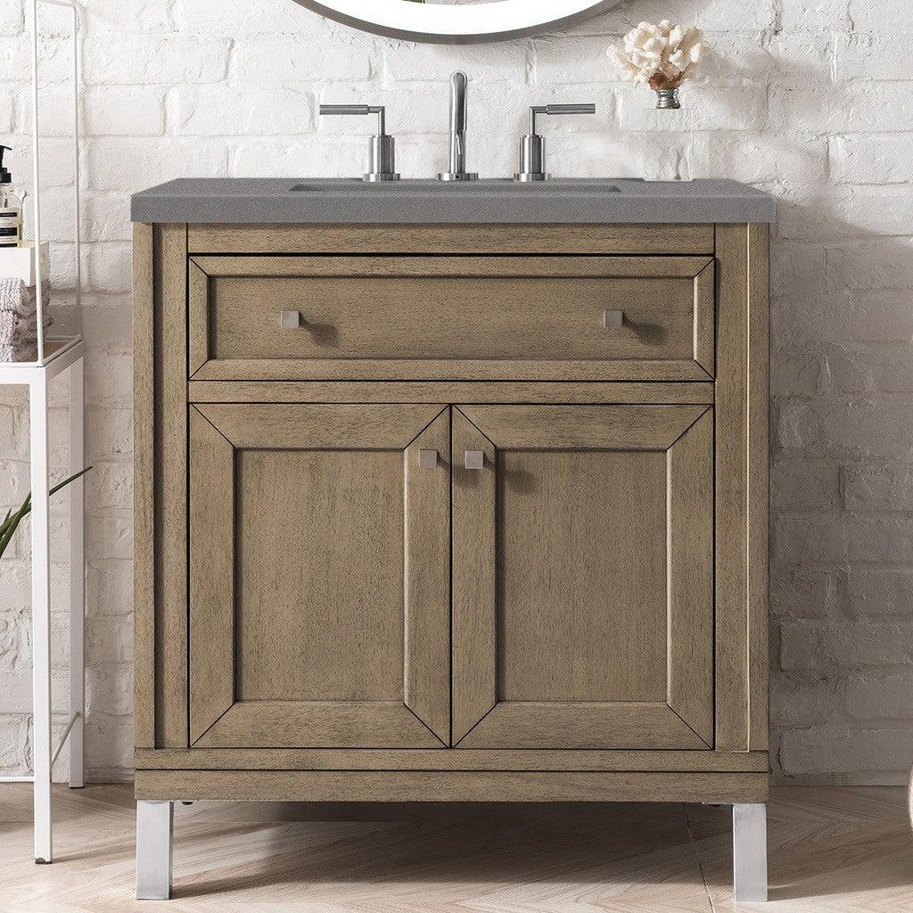 James Martin Vanities Chicago Collection 30 in. Single Vanity in Whitewashed Walnut with Countertop Options 