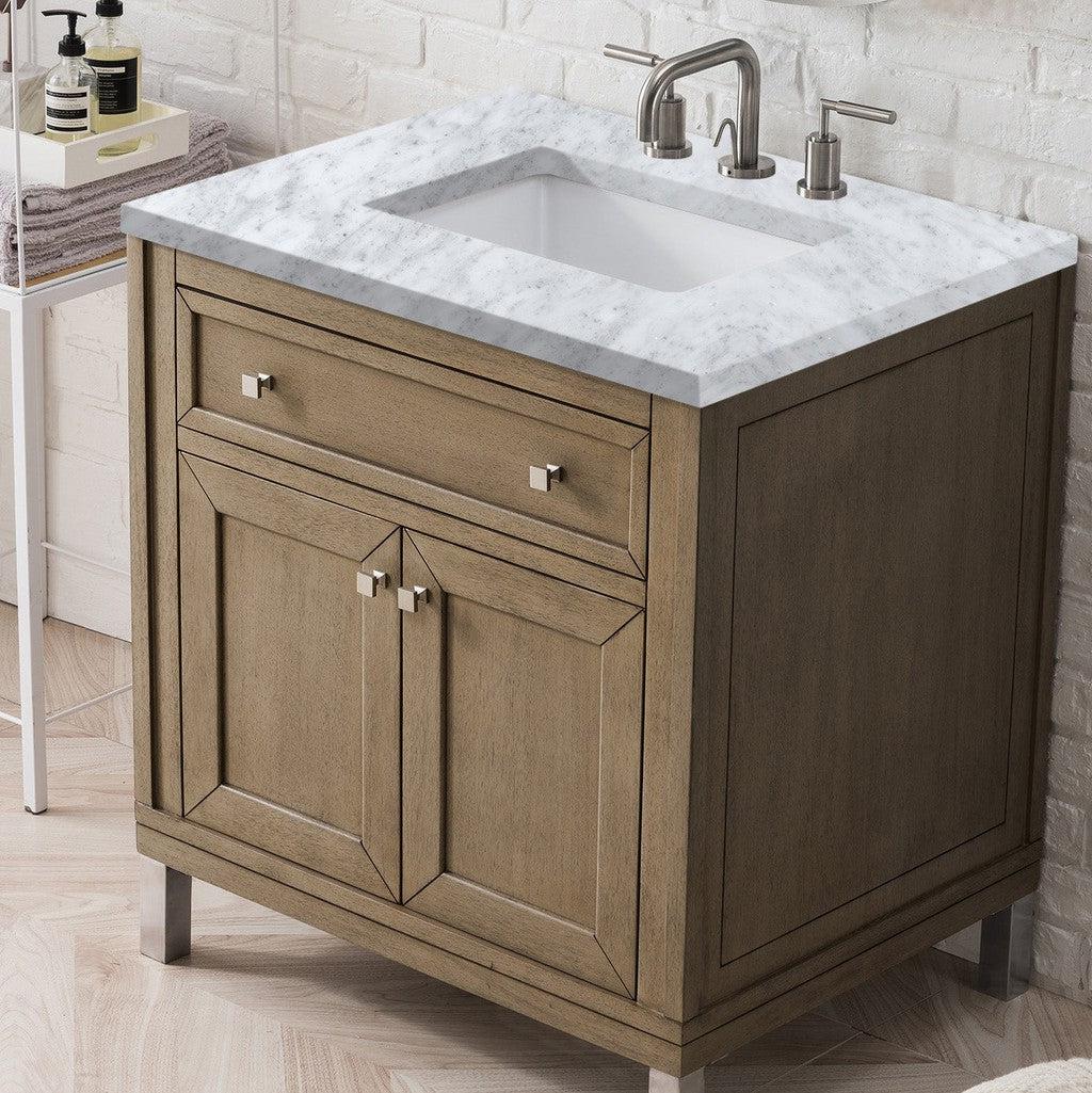 James Martin Vanities Chicago Collection 30 in. Single Vanity in Whitewashed Walnut with Countertop Options 