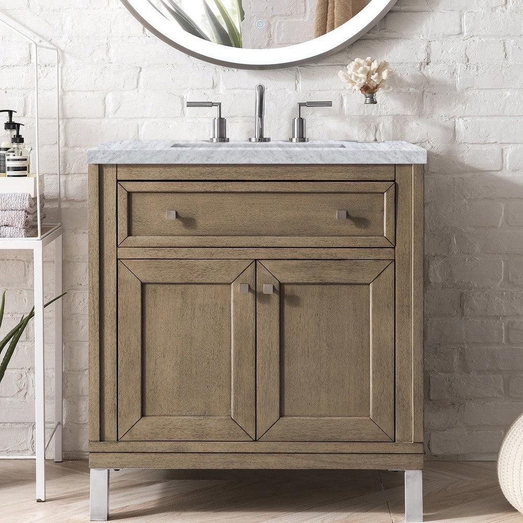 James Martin Vanities Chicago Collection 30 in. Single Vanity in Whitewashed Walnut with Countertop Options 