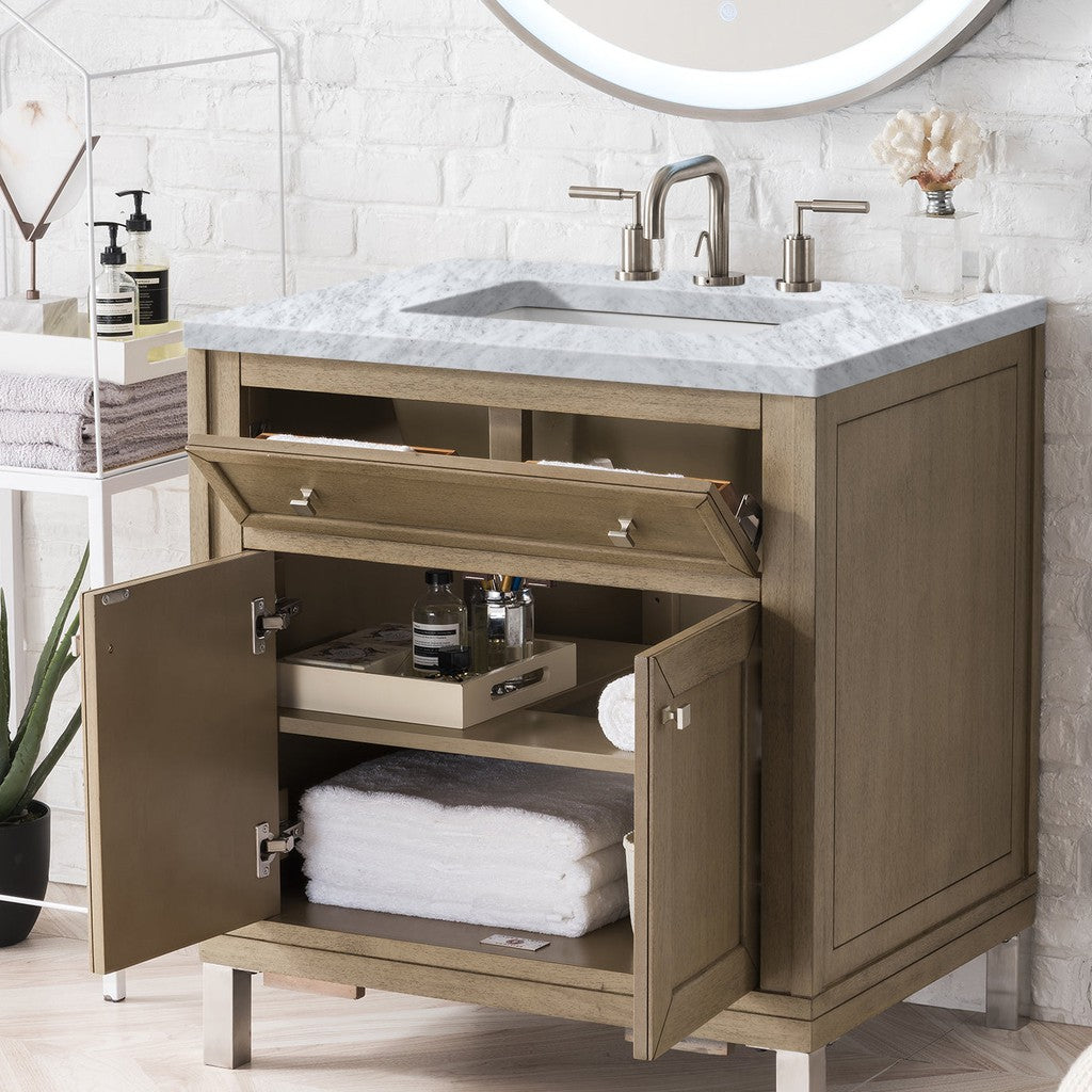 James Martin Vanities Chicago Collection 30 in. Single Vanity in Whitewashed Walnut with Countertop Options 