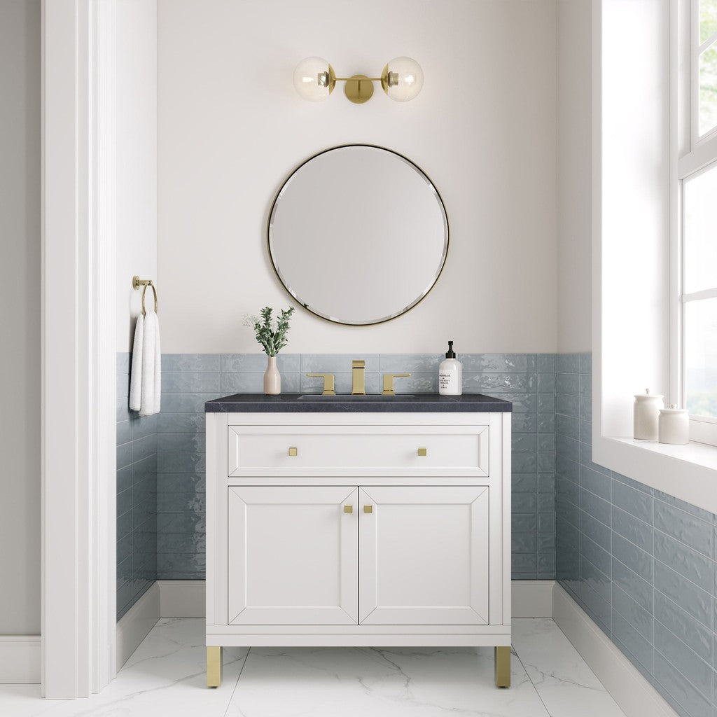 James Martin Vanities Chicago Collection 36 in. Single Vanity in Glossy White with Countertop Options 