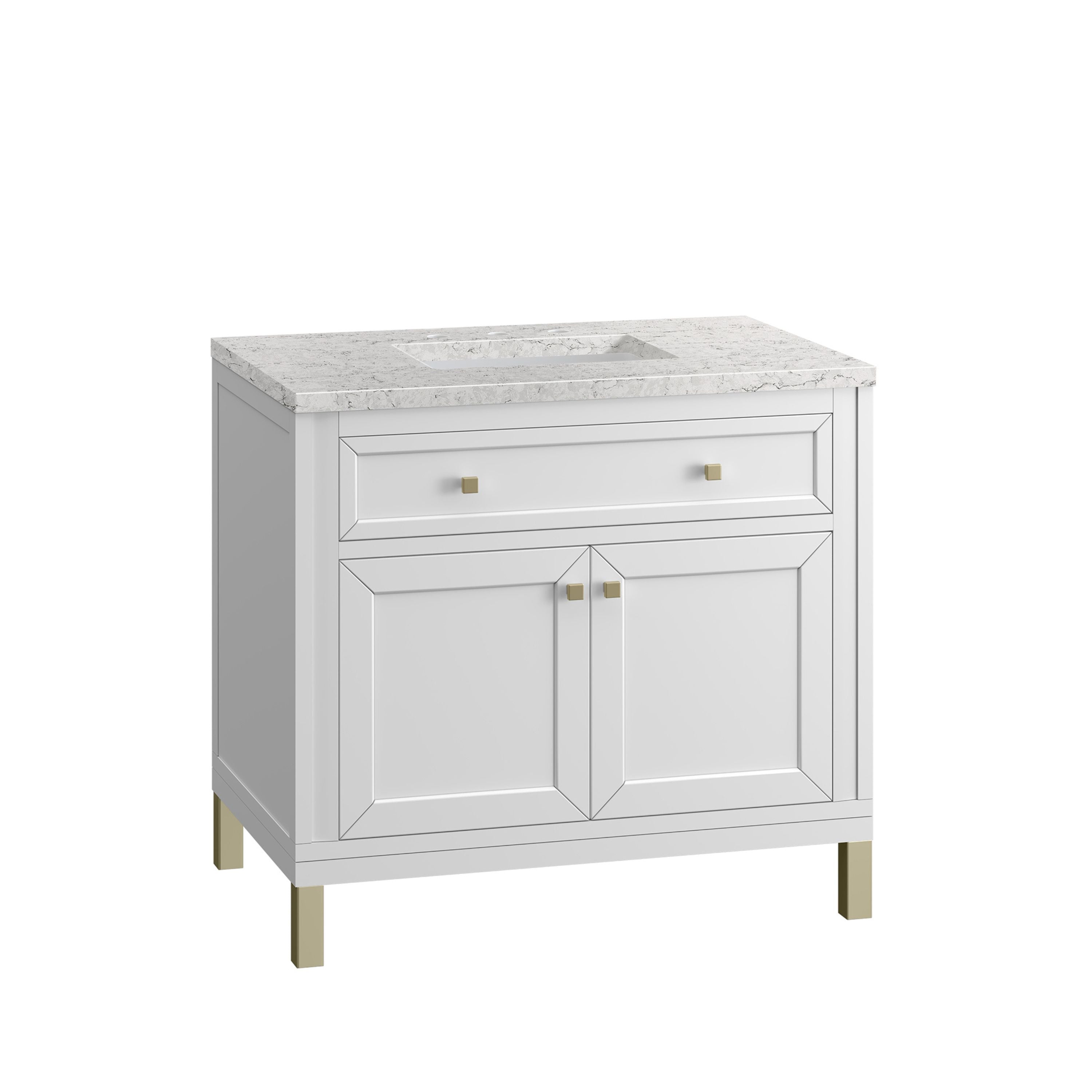 James Martin Vanities Chicago Collection 36 in. Single Vanity in Glossy White with Countertop Options 