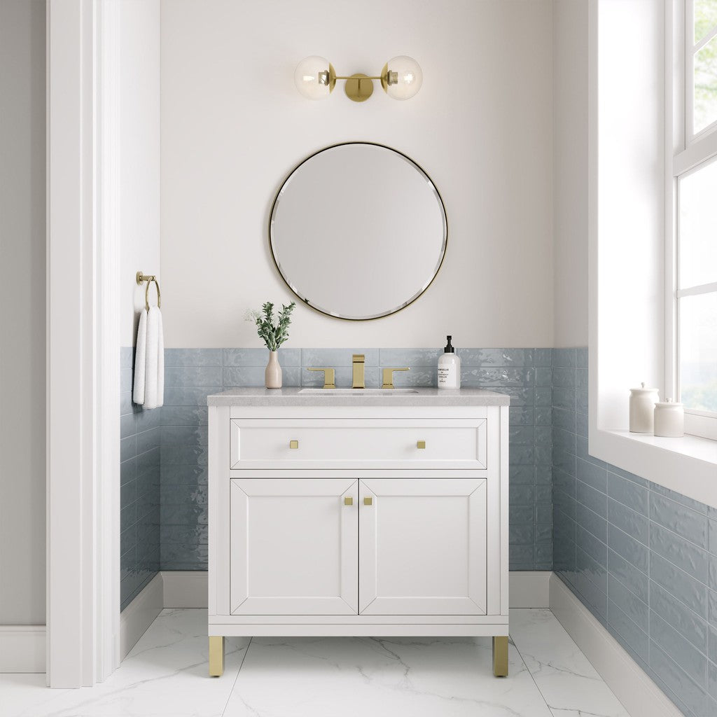 James Martin Vanities Chicago Collection 36 in. Single Vanity in Glossy White with Countertop Options 