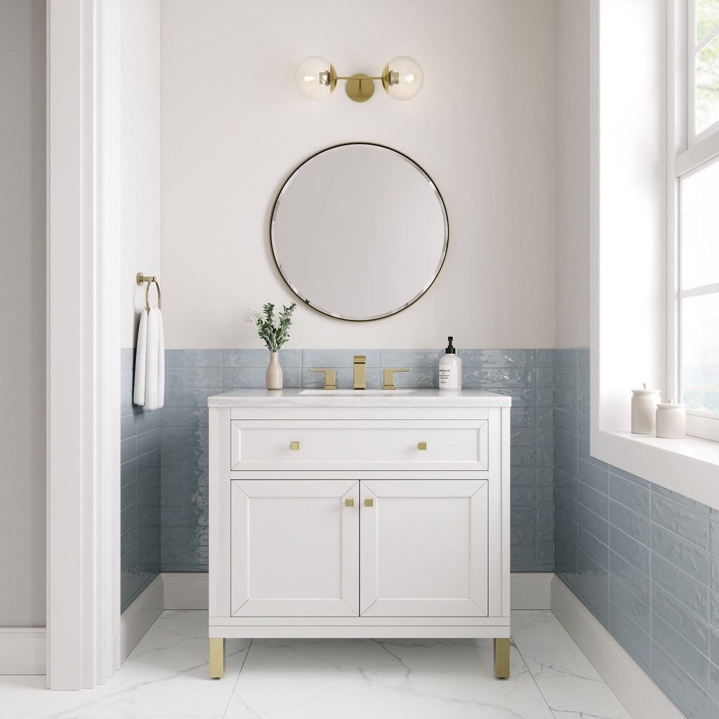 James Martin Vanities Chicago Collection 36 in. Single Vanity in Glossy White with Countertop Options 