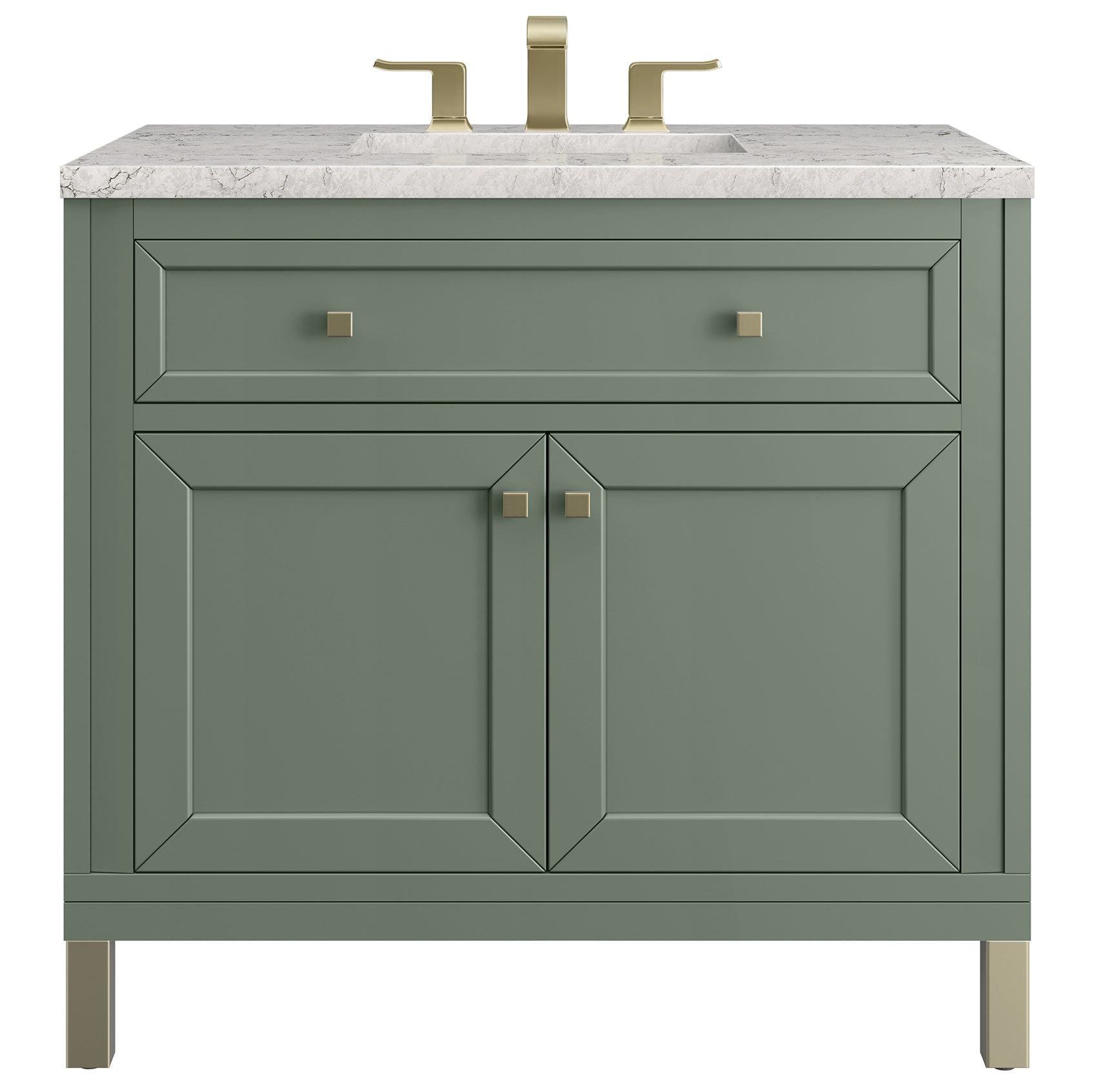 James Martin Vanities Chicago Collection 36 in. Single Vanity in Smokey Celadon with Countertop Options