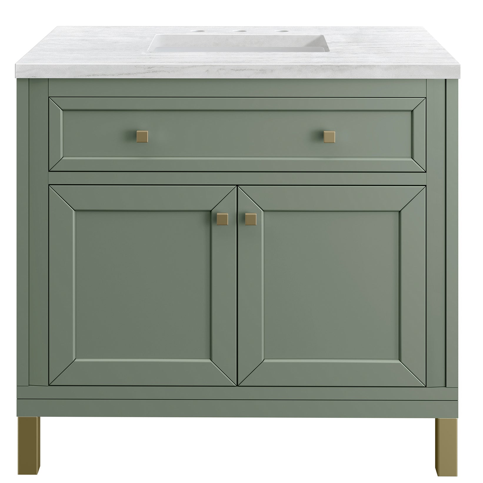 James Martin Vanities Chicago Collection 36 in. Single Vanity in Smokey Celadon with Countertop Options