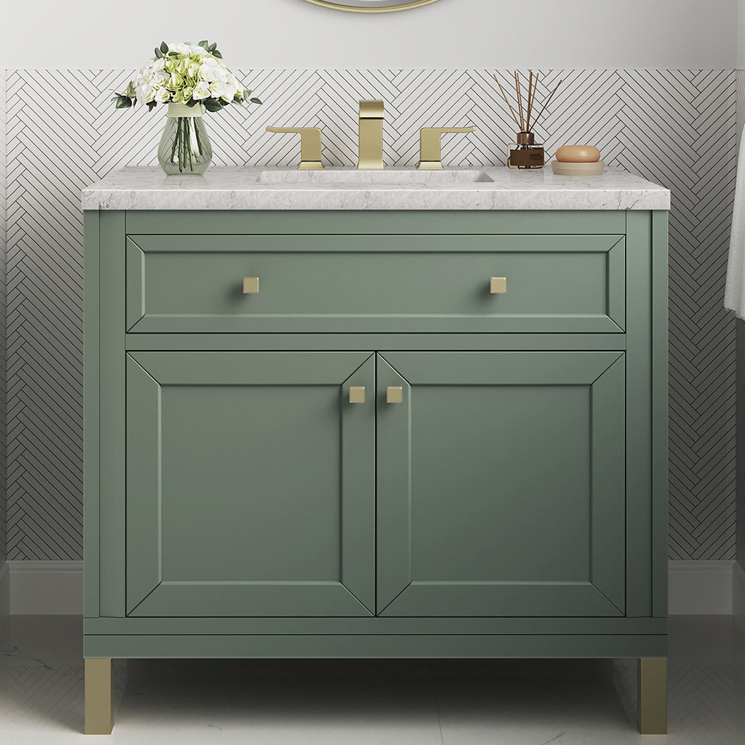 James Martin Vanities Chicago Collection 36 in. Single Vanity in Smokey Celadon with Countertop Options 