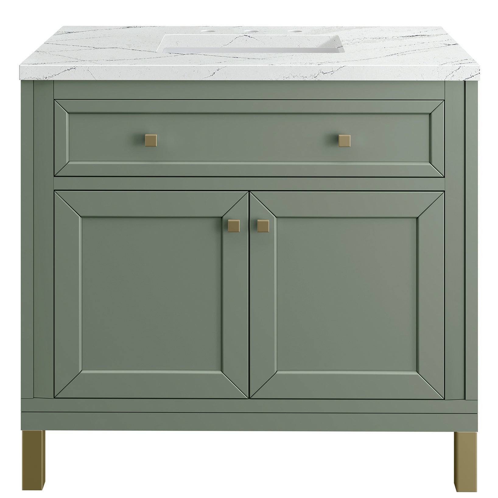 James Martin Vanities Chicago Collection 36 in. Single Vanity in Smokey Celadon with Countertop Options 