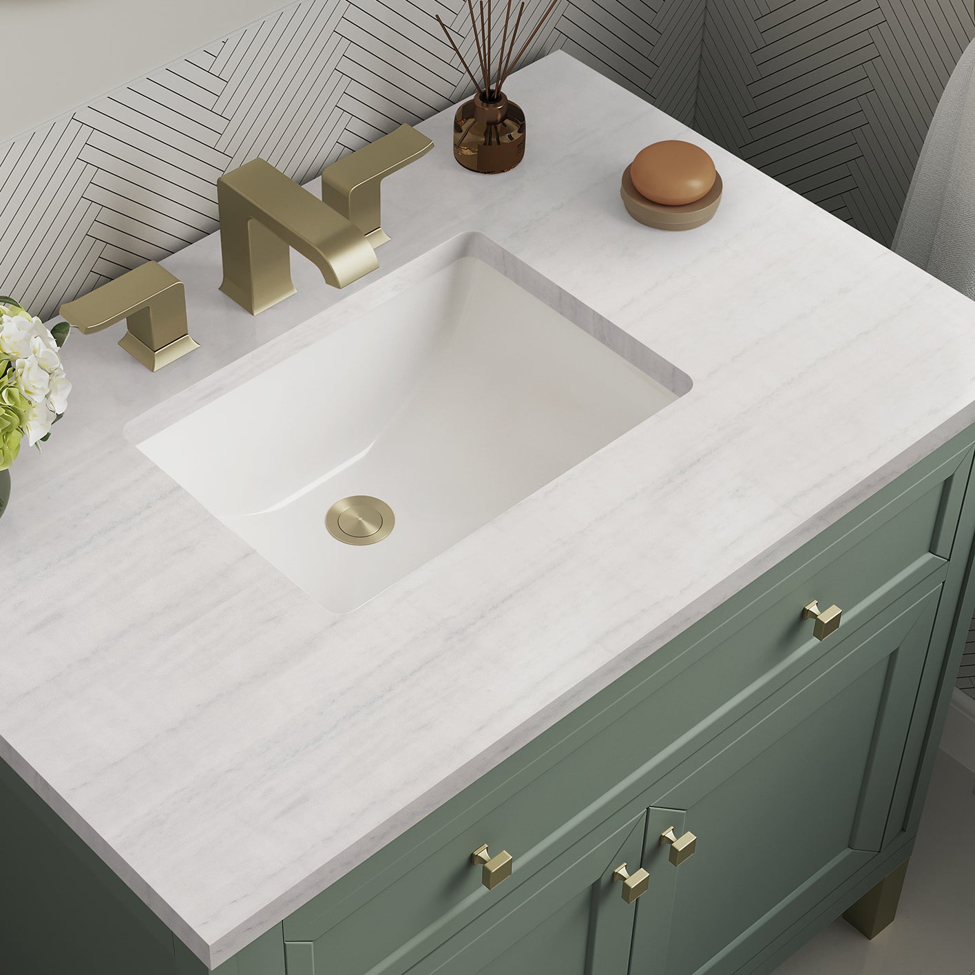 James Martin Vanities Chicago Collection 36 in. Single Vanity in Smokey Celadon with Countertop Options