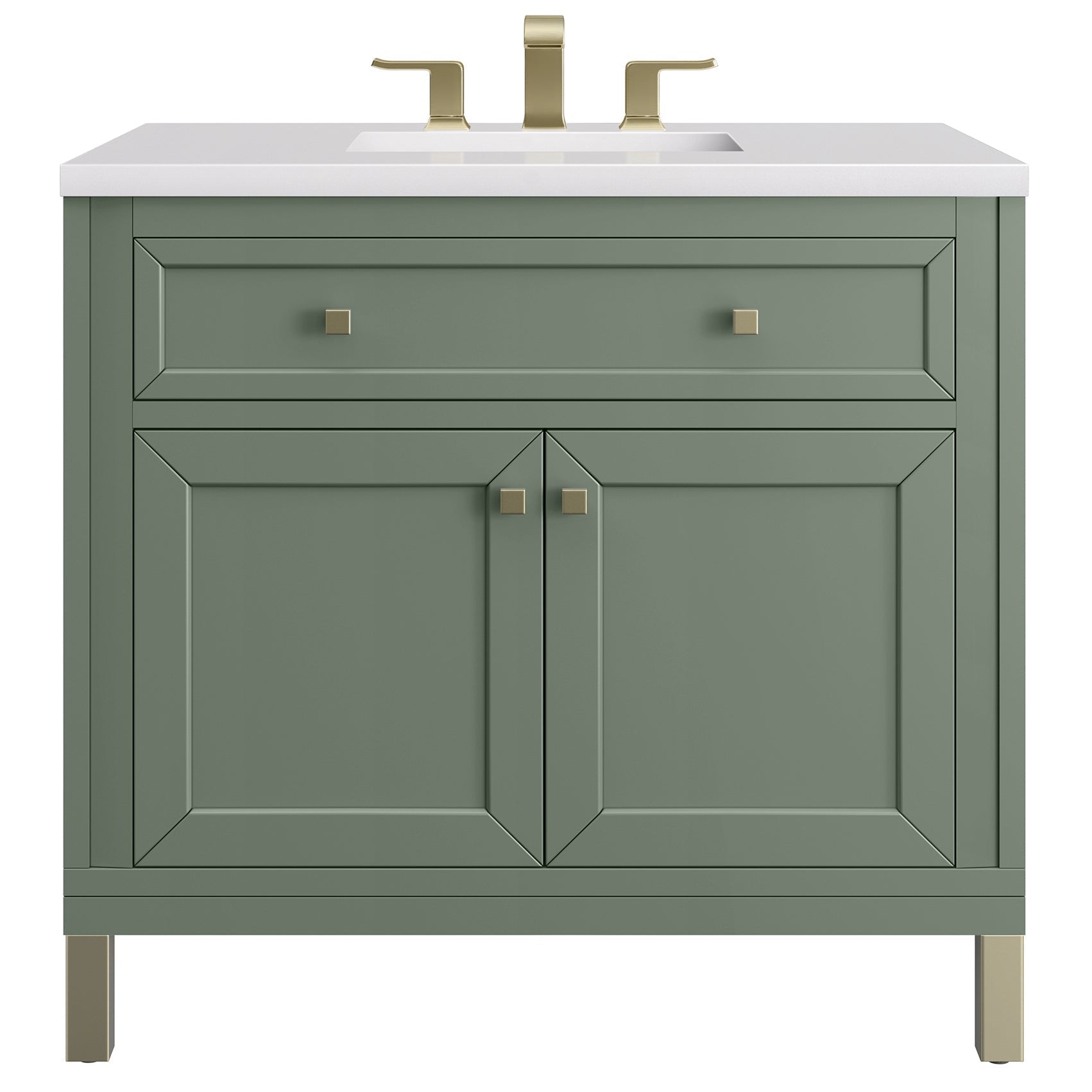 James Martin Vanities Chicago Collection 36 in. Single Vanity in Smokey Celadon with Countertop Options White Zeus