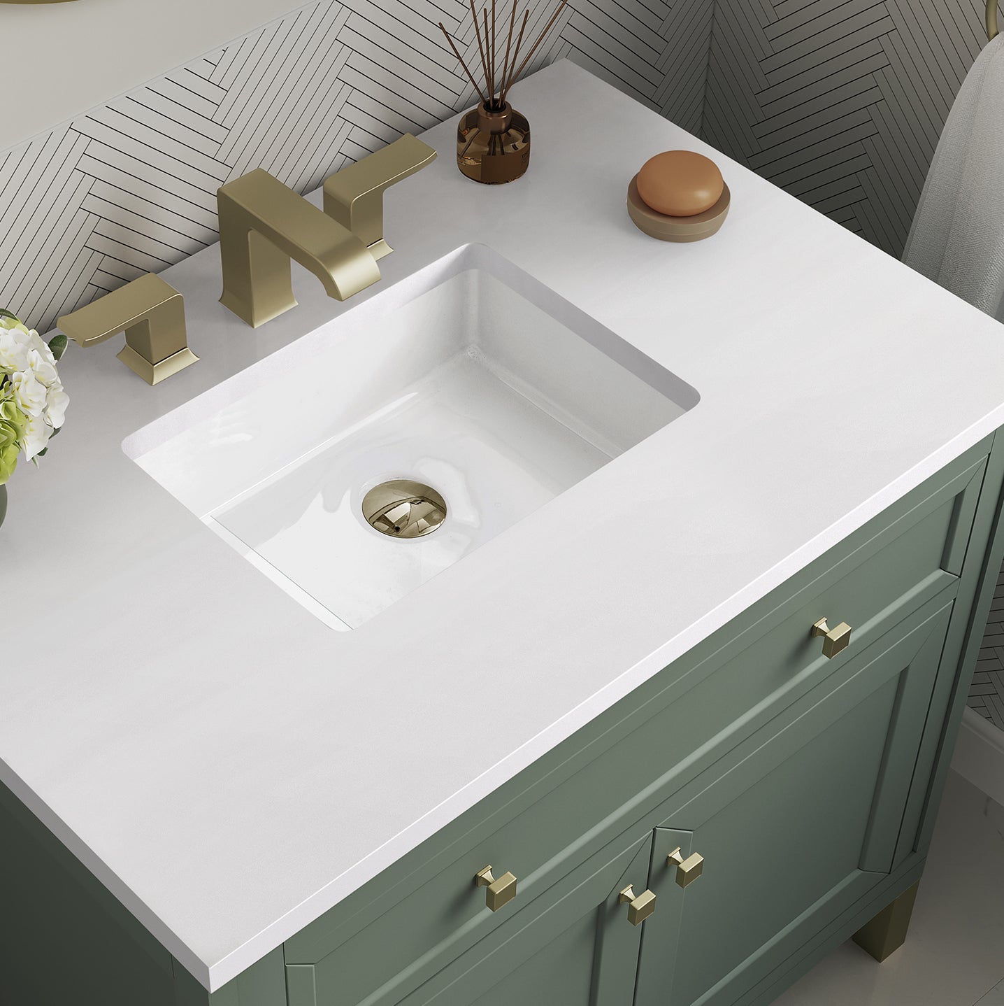 James Martin Vanities Chicago Collection 36 in. Single Vanity in Smokey Celadon with Countertop Options