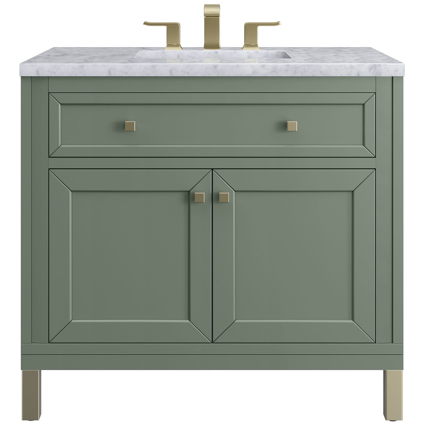 James Martin Vanities Chicago Collection 36 in. Single Vanity in Smokey Celadon with Countertop Options Carrara Marble