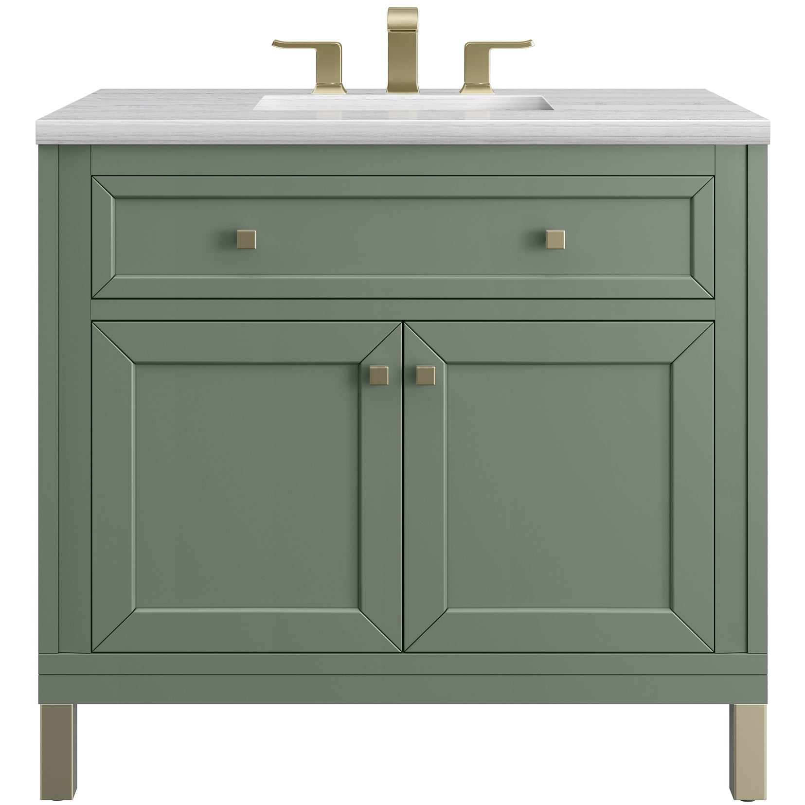 James Martin Vanities Chicago Collection 36 in. Single Vanity in Smokey Celadon with Countertop Options