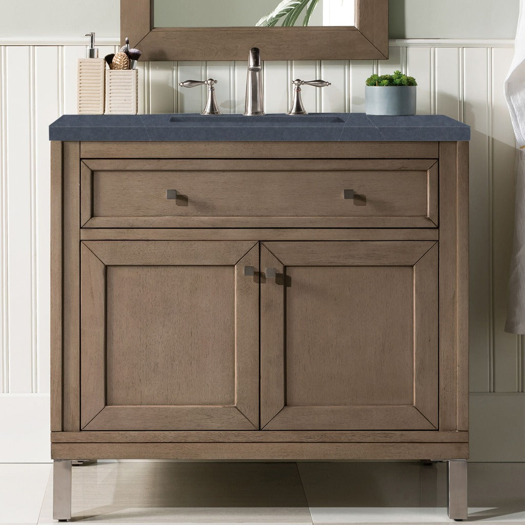 James Martin Vanities Chicago Collection 36 in. Single Vanity in Whitewashed Walnut with Countertop Options