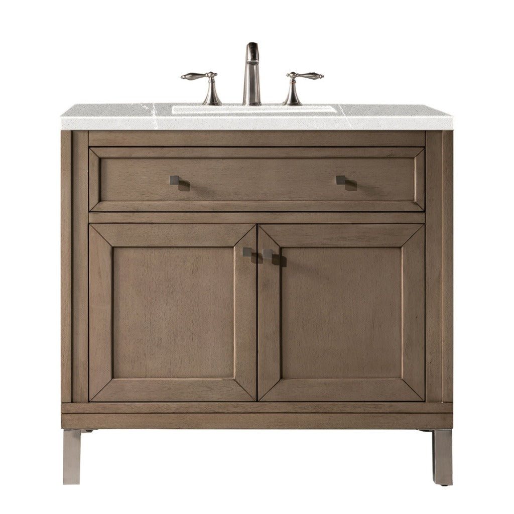 James Martin Vanities Chicago Collection 36 in. Single Vanity in Whitewashed Walnut with Countertop Options