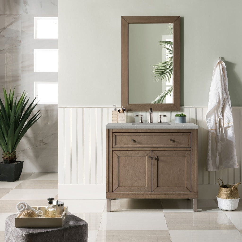 James Martin Vanities Chicago Collection 36 in. Single Vanity in Whitewashed Walnut with Countertop Options