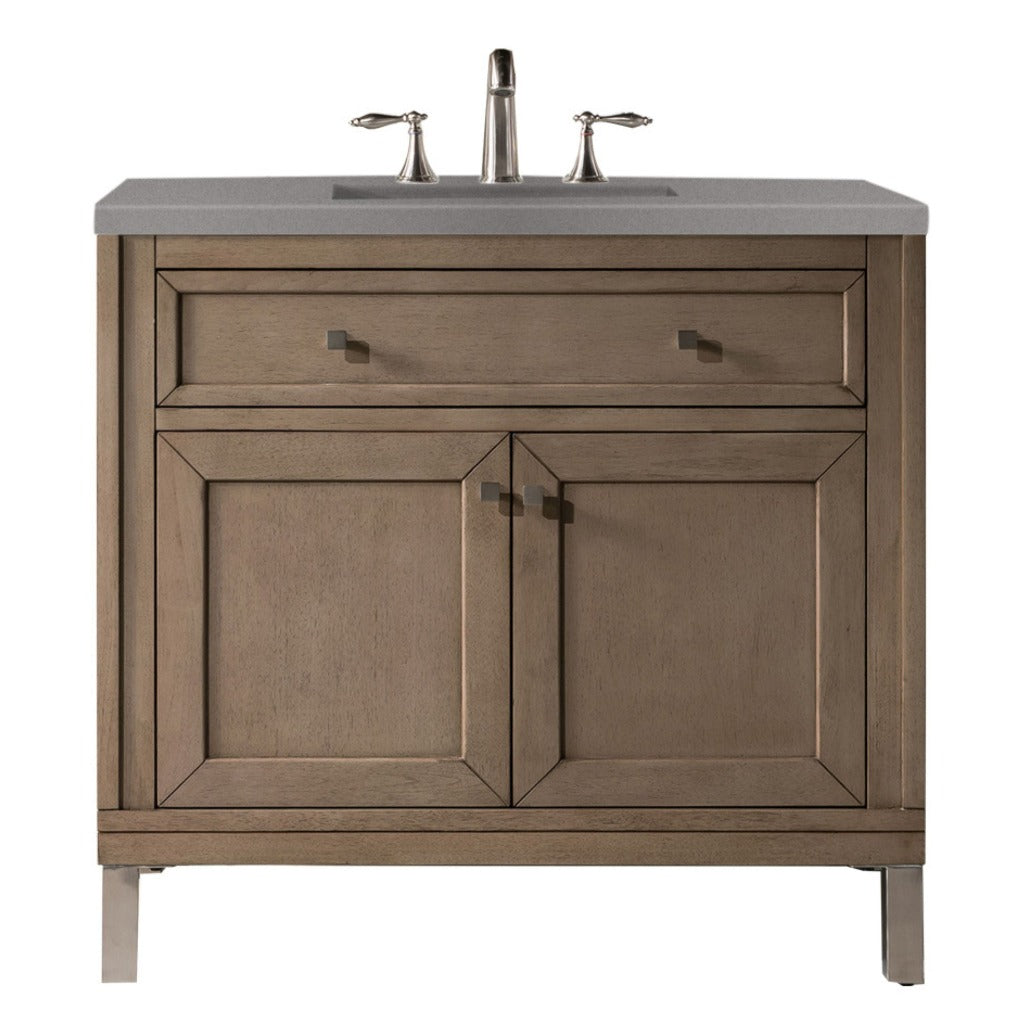 James Martin Vanities Chicago Collection 36 in. Single Vanity in Whitewashed Walnut with Countertop Options