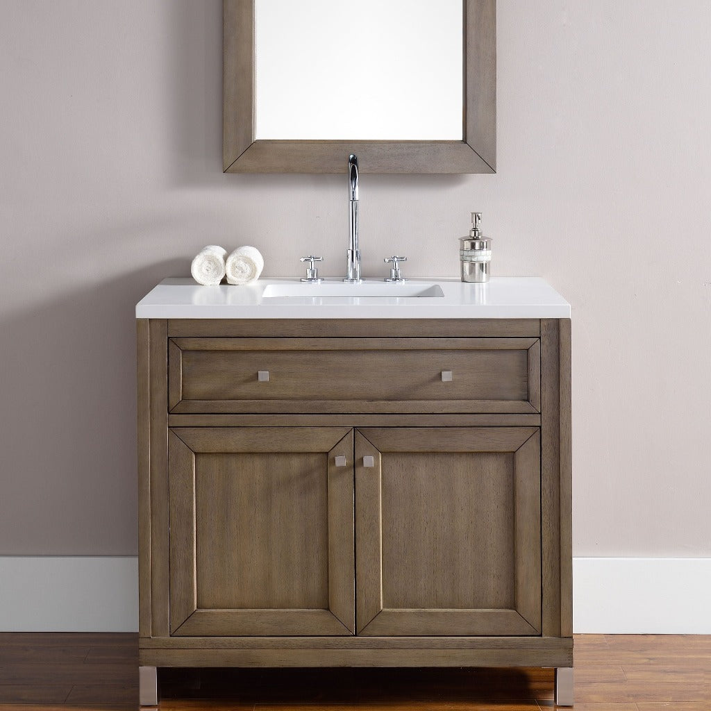 James Martin Vanities Chicago Collection 36 in. Single Vanity in Whitewashed Walnut with Countertop Options