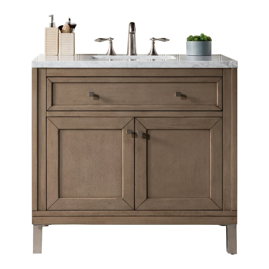 James Martin Vanities Chicago Collection 36 in. Single Vanity in Whitewashed Walnut with Countertop Options