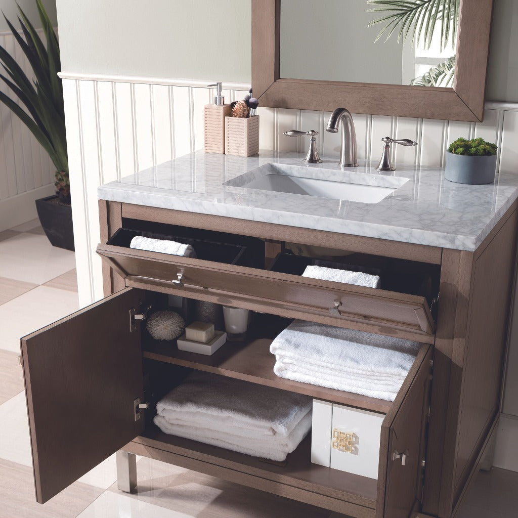 James Martin Vanities Chicago Collection 36 in. Single Vanity in Whitewashed Walnut with Countertop Options 