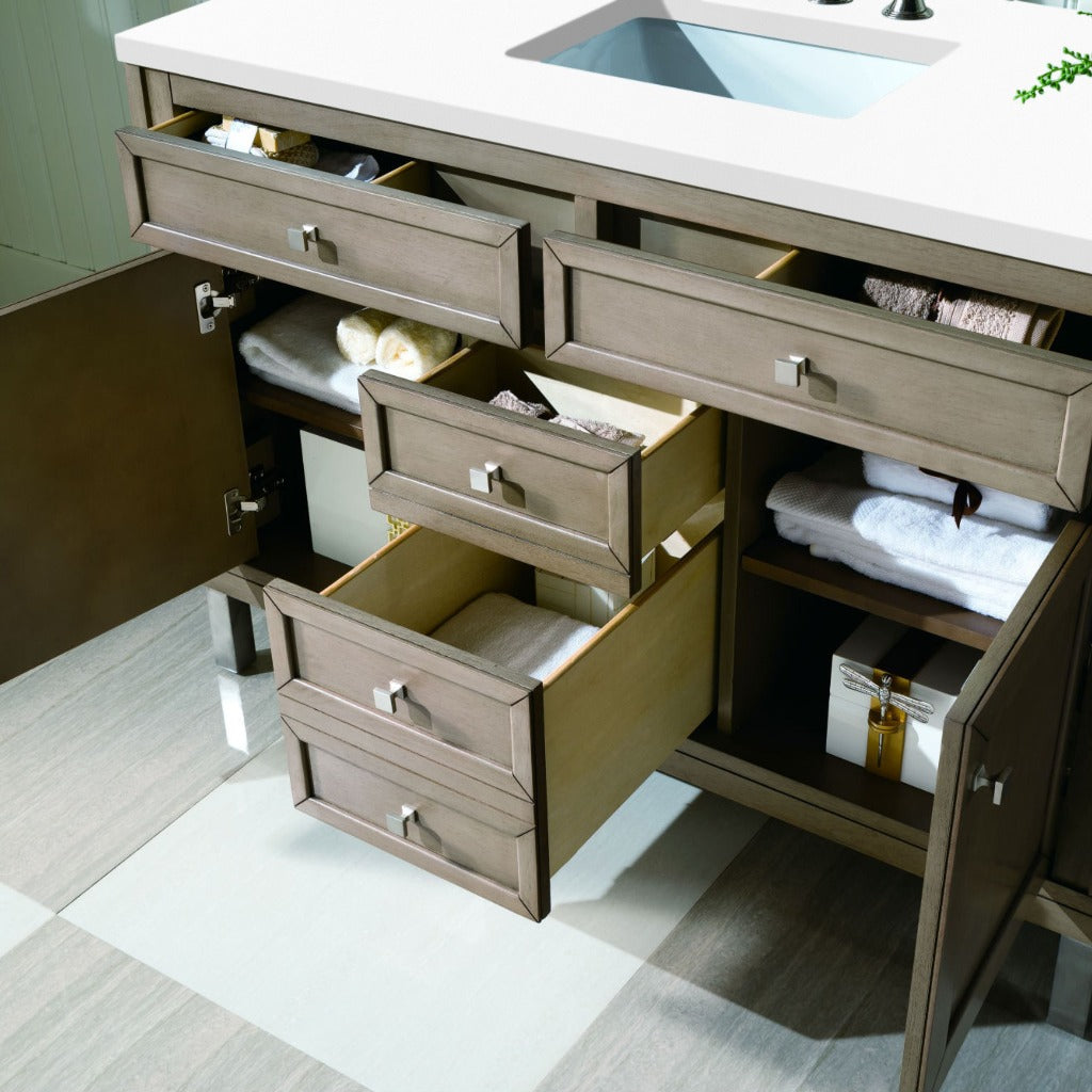 James Martin Vanities Chicago Collection 48 in. Single Vanity in Whitewashed Walnut with Countertop Options 