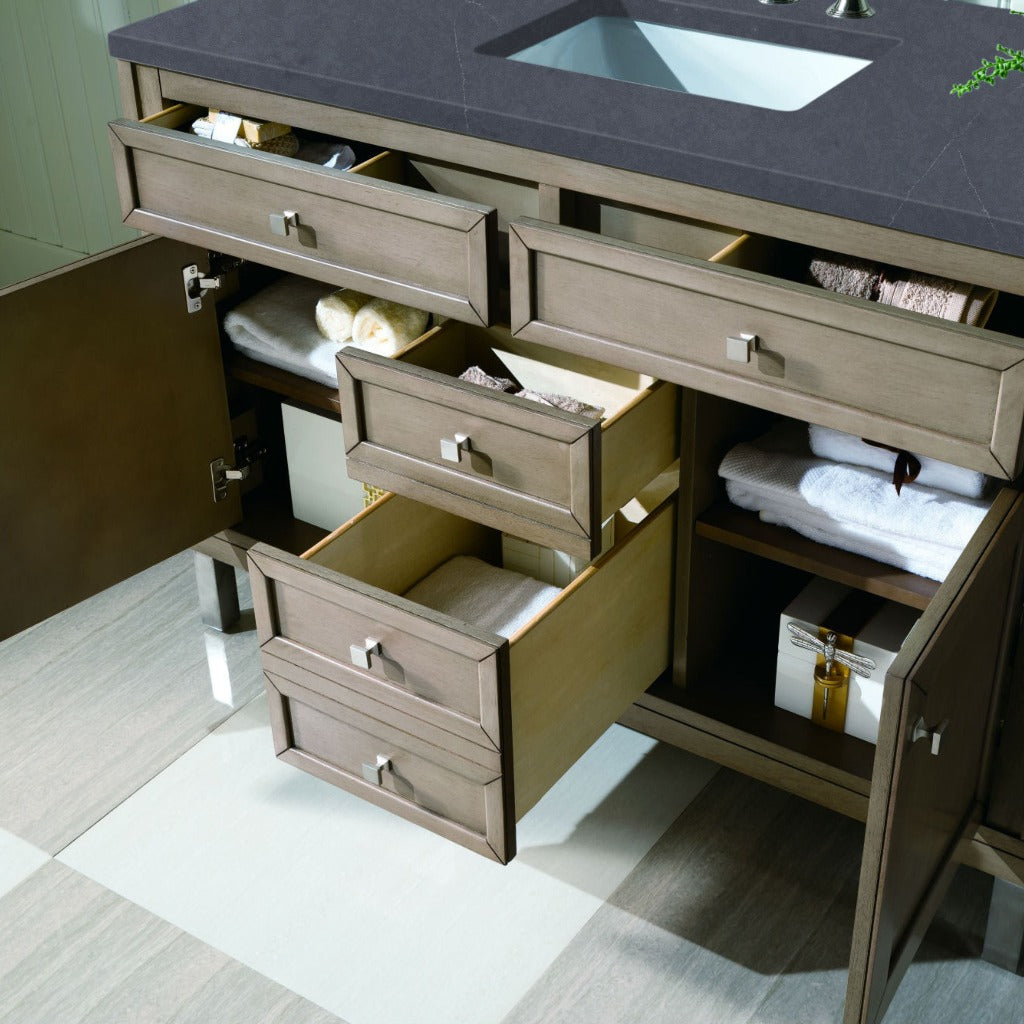 James Martin Vanities Chicago Collection 48 in. Single Vanity in Whitewashed Walnut with Countertop Options