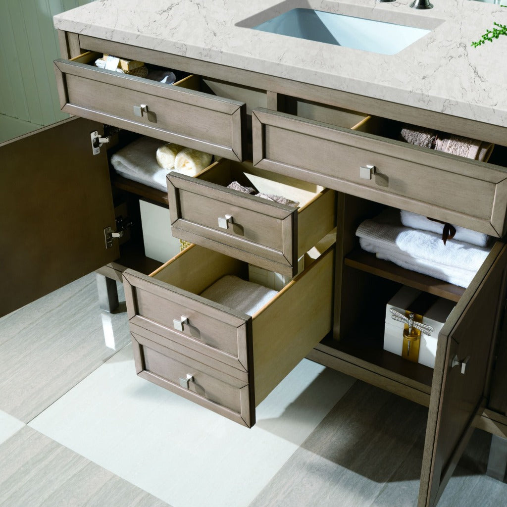 James Martin Vanities Chicago Collection 48 in. Single Vanity in Whitewashed Walnut with Countertop Options 