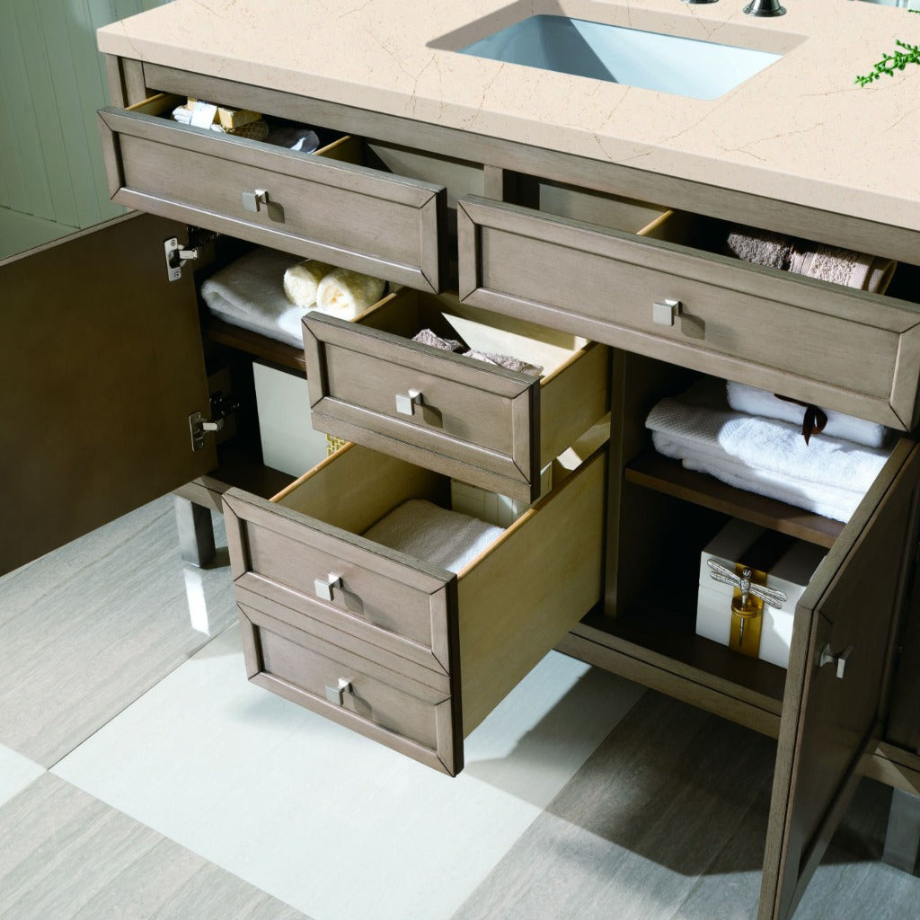 James Martin Vanities Chicago Collection 48 in. Single Vanity in Whitewashed Walnut with Countertop Options