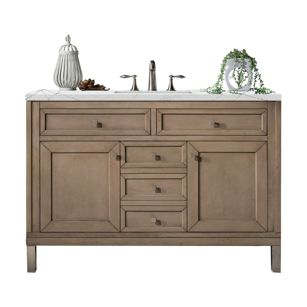 James Martin Vanities Chicago Collection 48 in. Single Vanity in Whitewashed Walnut with Countertop Options Ethereal Noctis