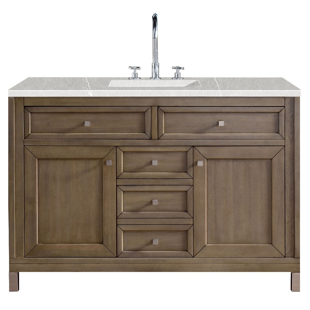 James Martin Vanities Chicago Collection 48 in. Single Vanity in Whitewashed Walnut with Countertop Options Eternal Serena