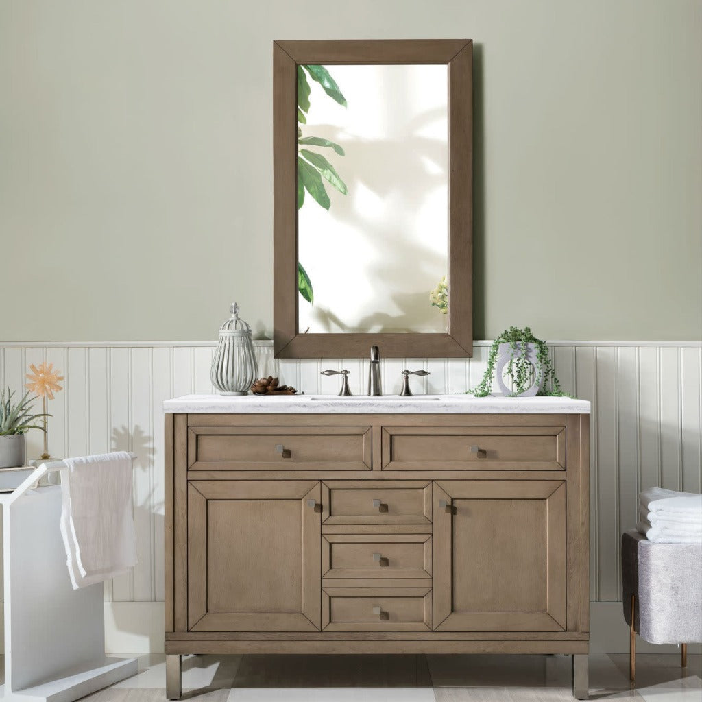 James Martin Vanities Chicago Collection 48 in. Single Vanity in Whitewashed Walnut with Countertop Options Arctic Fall