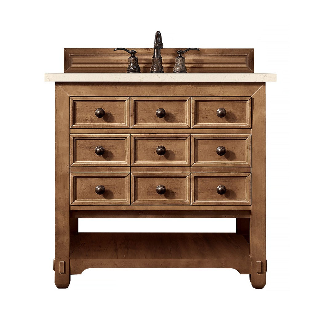 James Martin Vanities Malibu Collection 36 in. Single Vanity in Honey Alder with Countertop Options Eternal Marfil