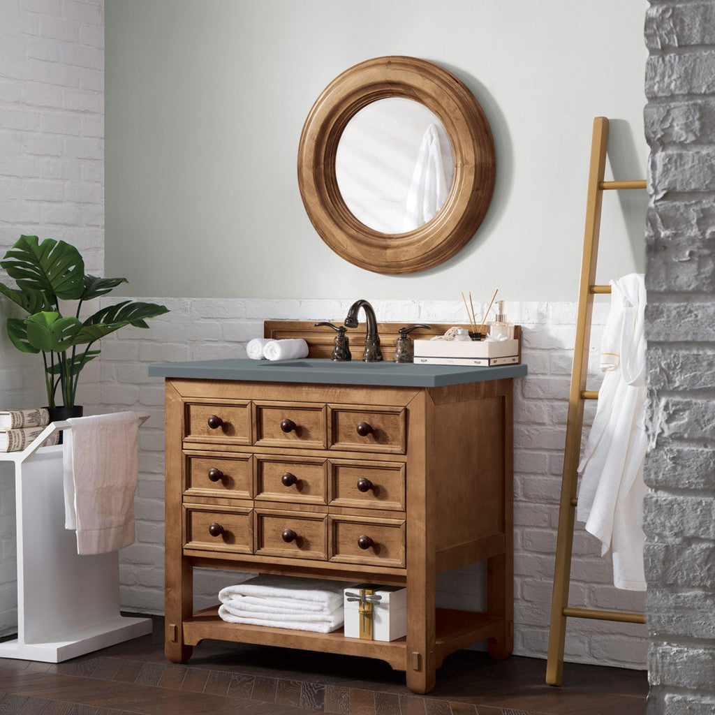 James Martin Vanities Malibu Collection 36 in. Single Vanity in Honey Alder with Countertop Options