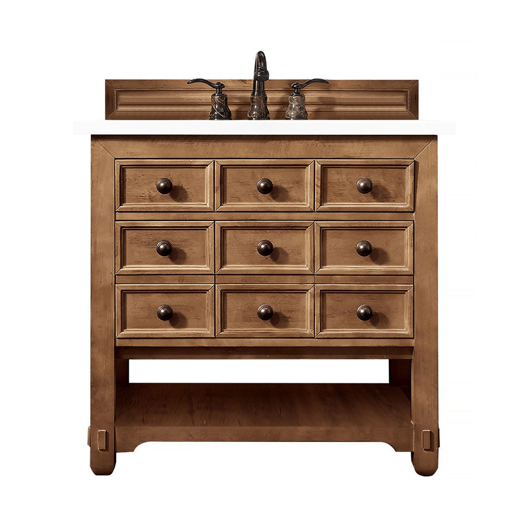 James Martin Vanities Malibu Collection 36 in. Single Vanity in Honey Alder with Countertop Options