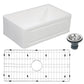 Kingston Brass 33 in. Farmhouse Apron Front Kitchen Sink with Strainer and Grid in Matte White (KGKFA331810LD)