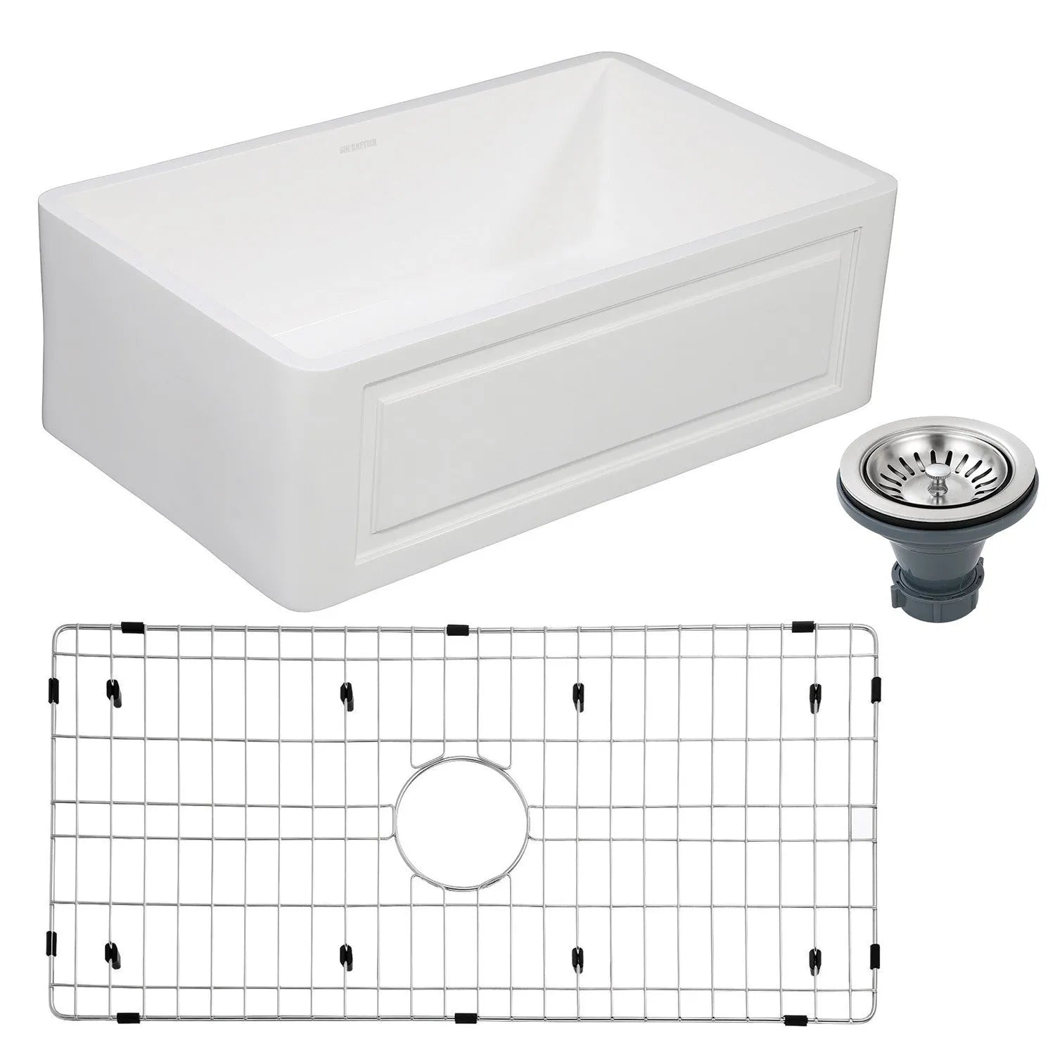 Kingston Brass 33 in. Farmhouse Apron Front Kitchen Sink with Strainer and Grid in Matte White (KGKFA331810LD)