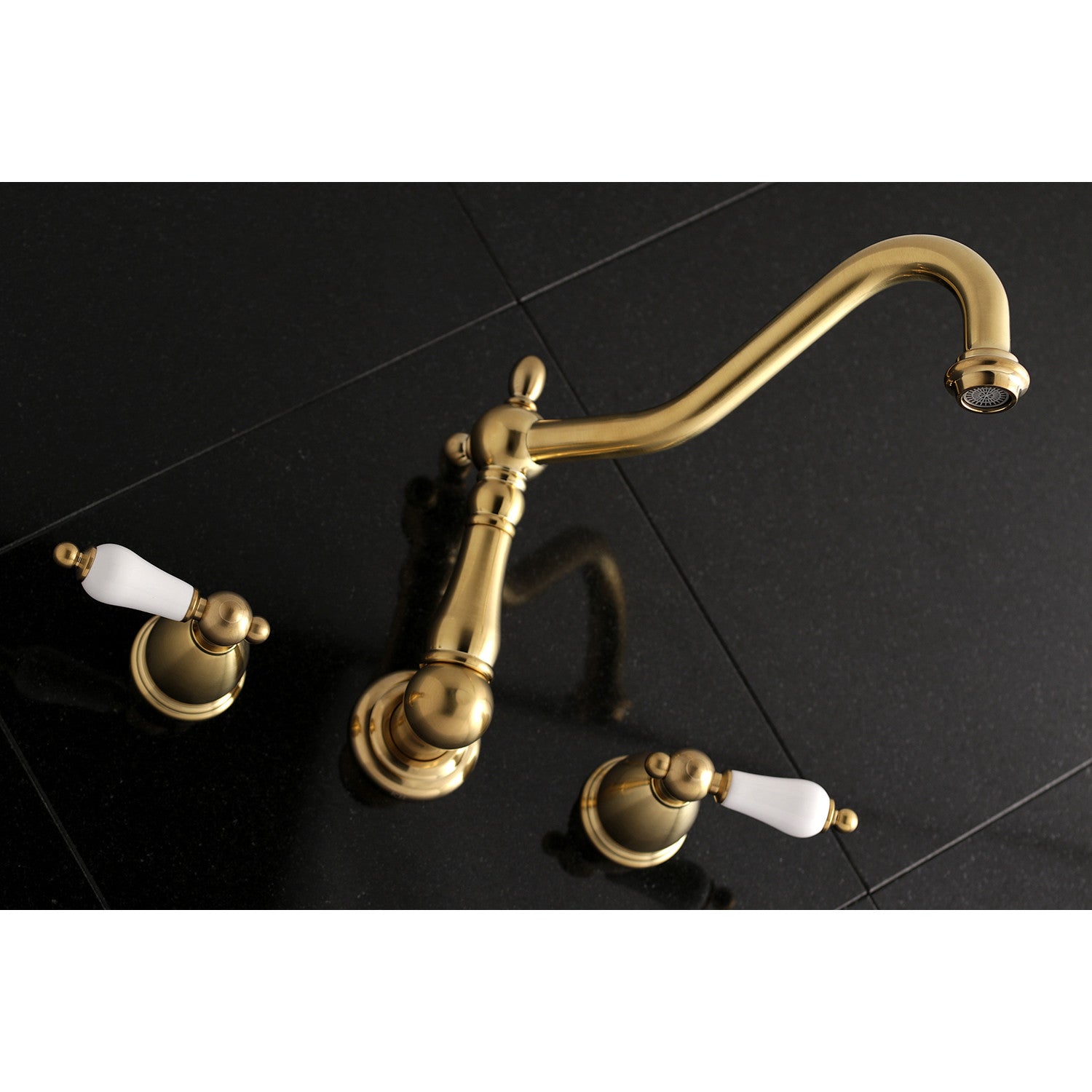 Kingston Brass Heritage Wall Mount Roman Tub Faucet (KS1027PL) Brushed Brass