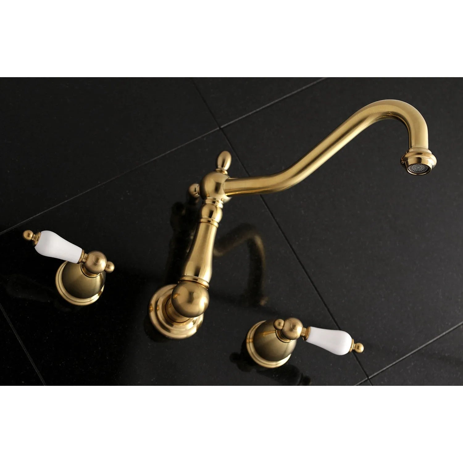 Kingston Brass Heritage Wall Mount Roman Tub Faucet (KS1027PL) Brushed Brass