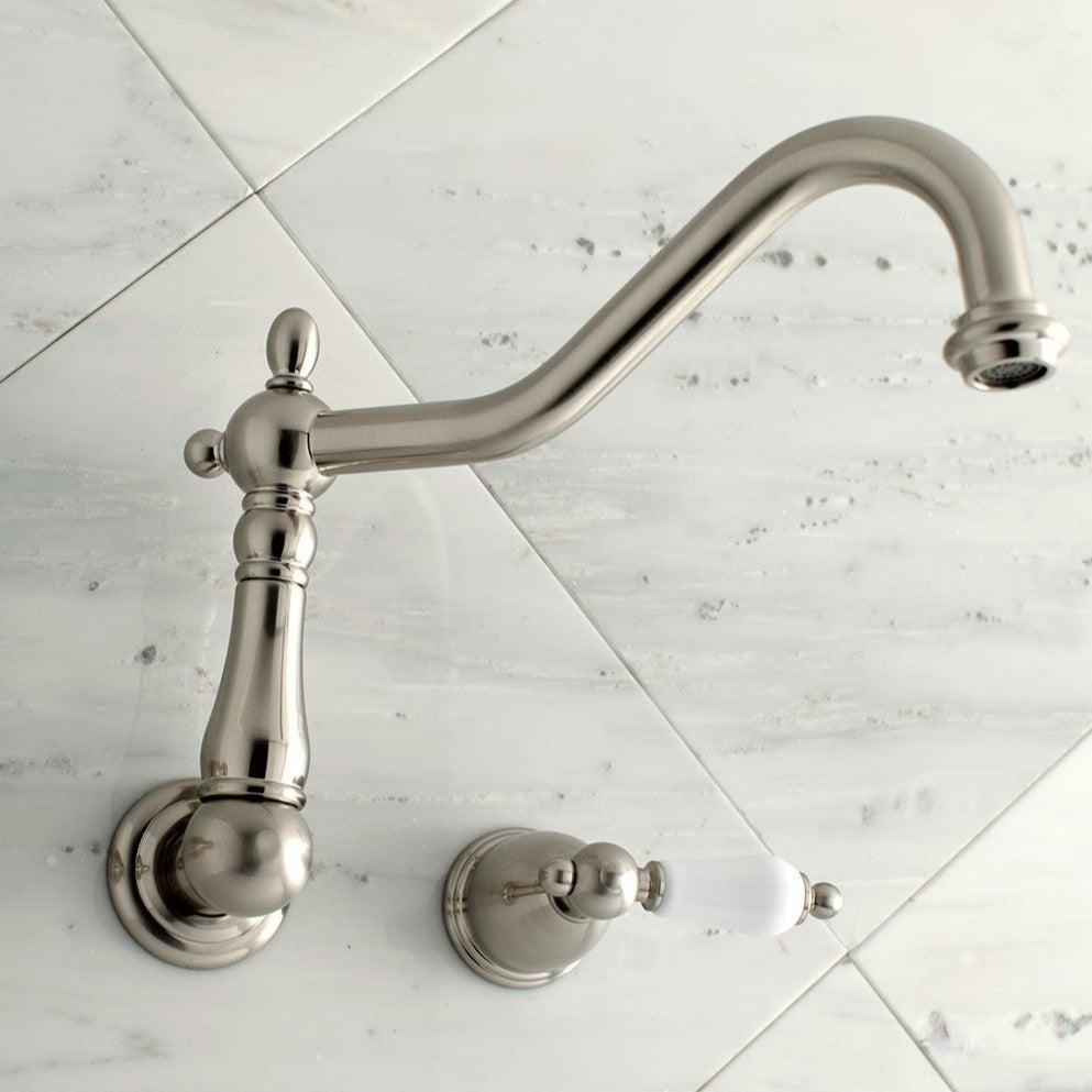 Kingston Brass Heritage Wall Mount Roman Tub Faucet (KS1028PL) Brushed Nickel