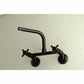 Kingston Brass Concord 8 in. Adjustable Center Wall Mount Kitchen Faucet (KS412) Matte Black