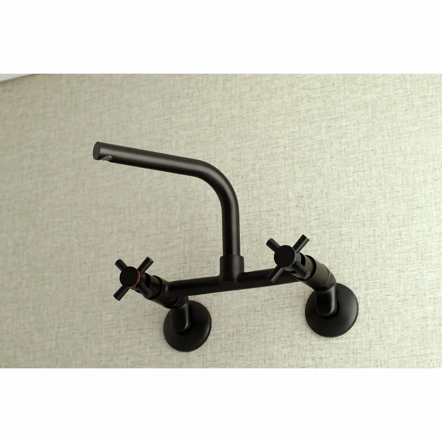Kingston Brass Concord 8 in. Adjustable Center Wall Mount Kitchen Faucet (KS412) Matte Black