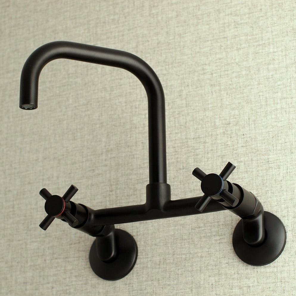 Kingston Brass Concord Two-Handle Wall-Mount Kitchen Faucet (KS413) Matte Black