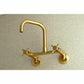 Kingston Brass Concord Two-Handle Wall-Mount Kitchen Faucet (KS413) Brushed Brass