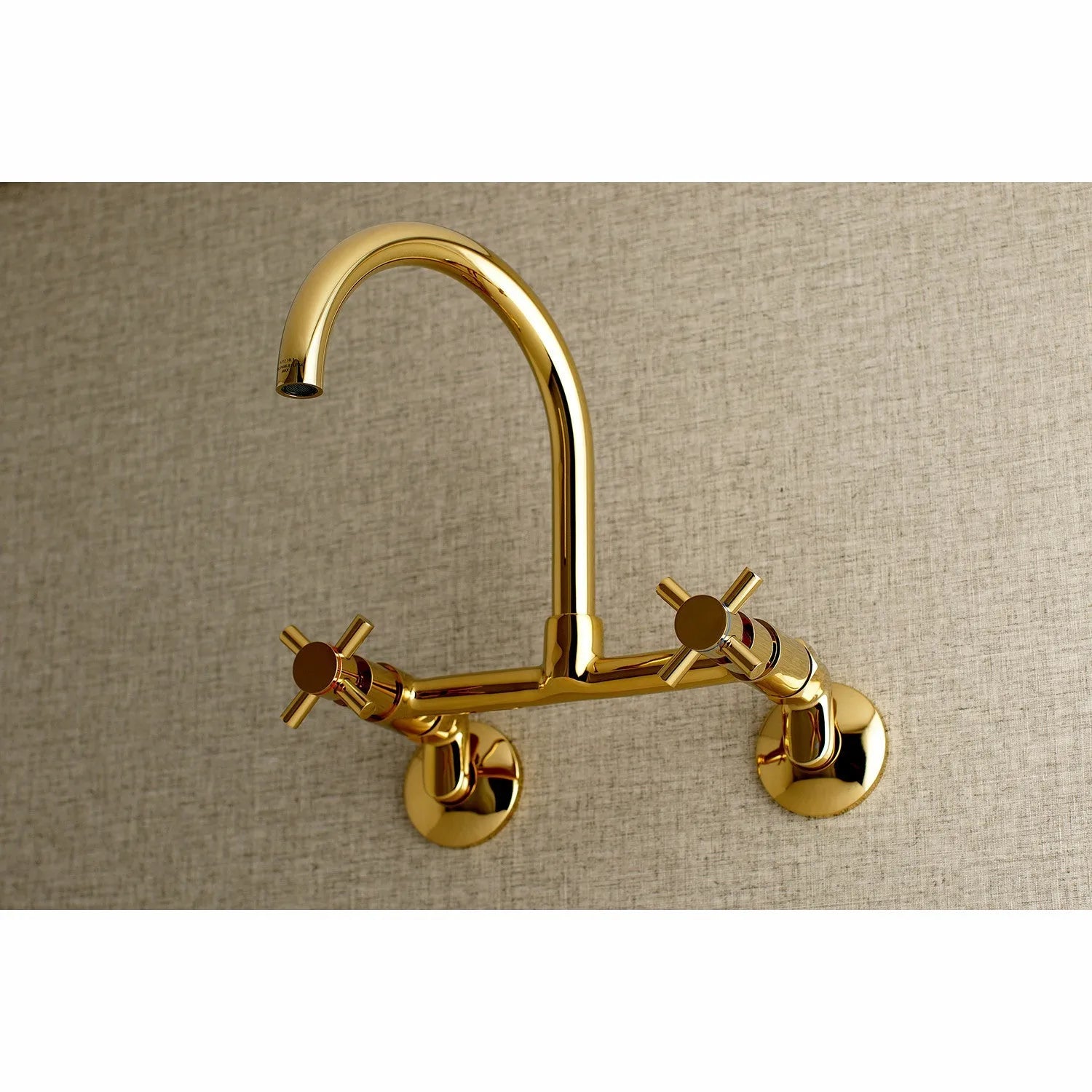 Kingston Brass Concord 8 in. Adjustable Center Wall Mount Kitchen Faucet (KS414) Polished Brass