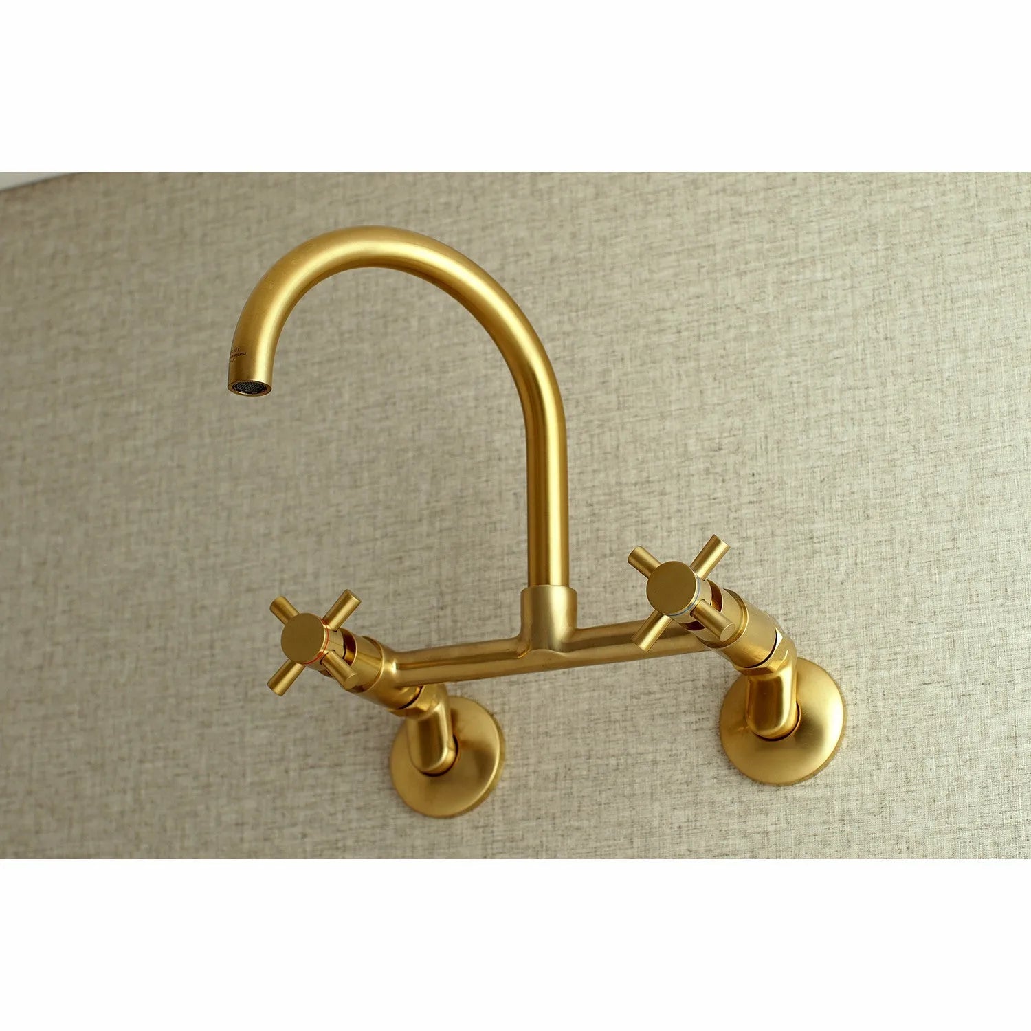 Kingston Brass Concord 8 in. Adjustable Center Wall Mount Kitchen Faucet (KS414) Brushed Brass