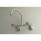 Kingston Brass Concord 8 in. Adjustable Center Wall Mount Kitchen Faucet (KS414) Brushed Nickel
