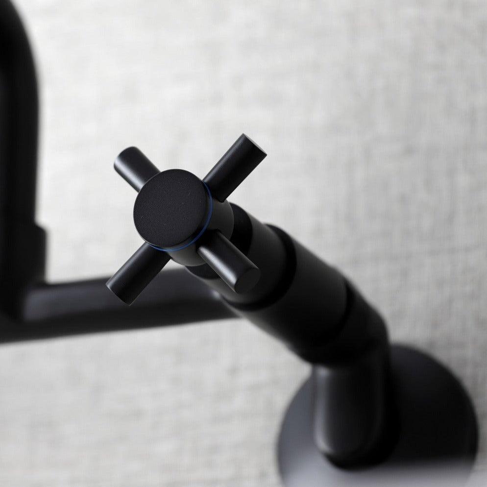 Kingston Brass Concord Two-Handle Wall-Mount Kitchen Faucet, Matte Black (KS423MB) 