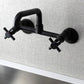 Kingston Brass Concord Two-Handle Wall-Mount Kitchen Faucet, Matte Black (KS423MB) 