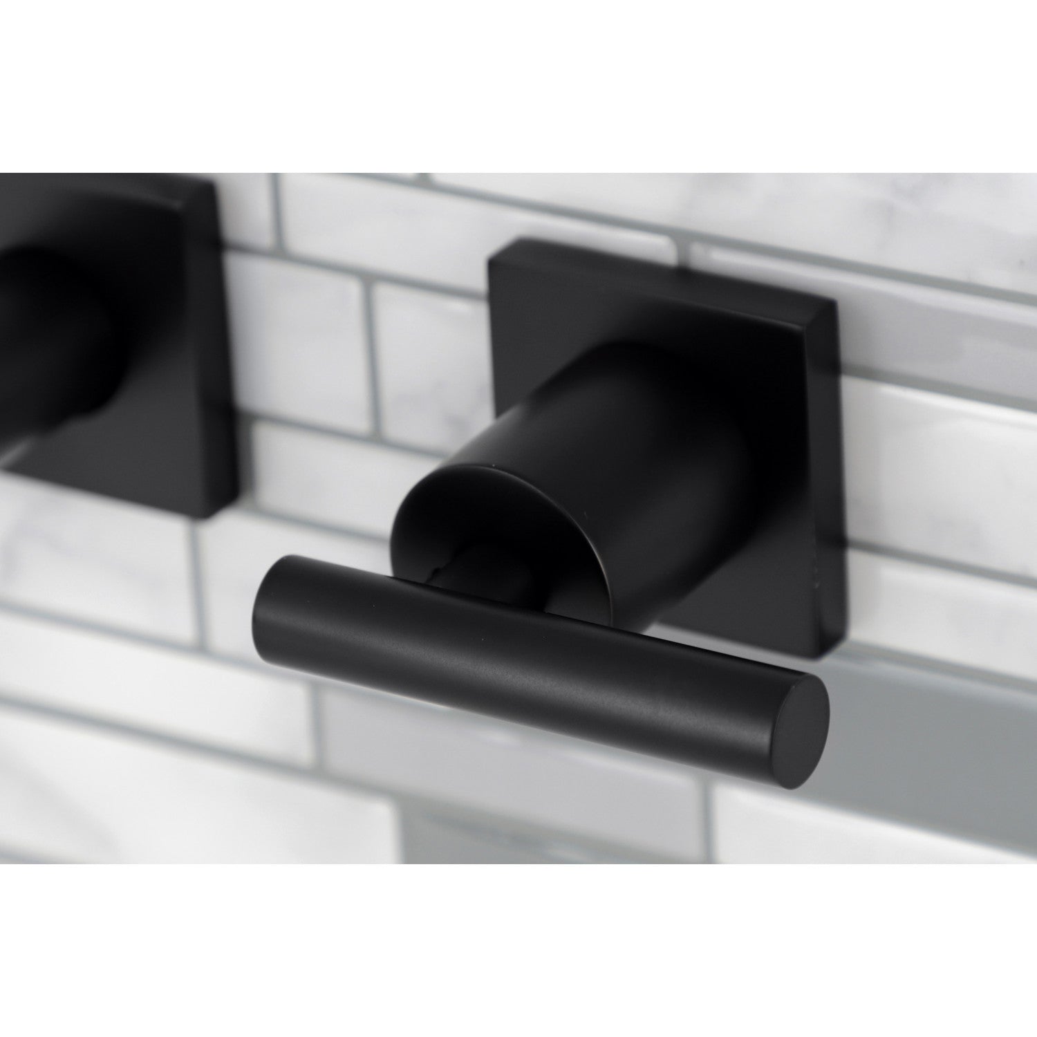 Kingston Brass Manhattan Two-Handle 3-Hole Wall Mount Roman Tub Faucet (KS602-CML) Matte Black