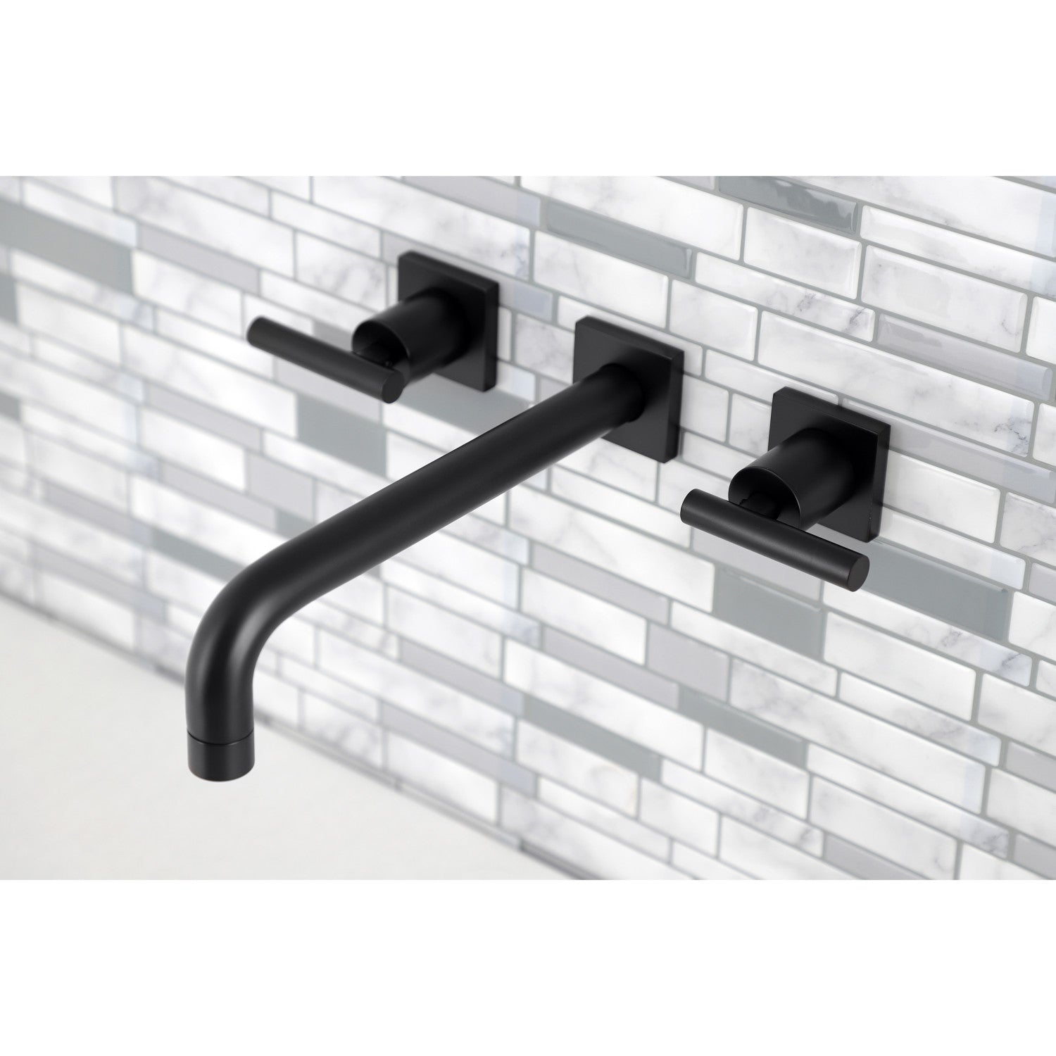 Kingston Brass Manhattan Two-Handle 3-Hole Wall Mount Roman Tub Faucet (KS602-CML) Matte Black